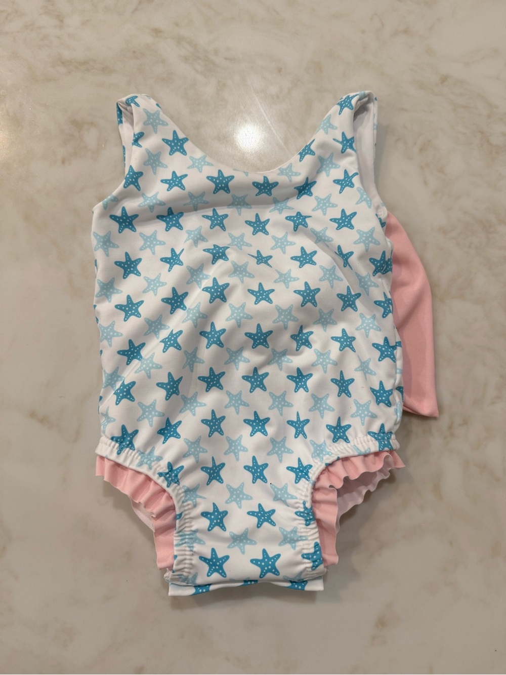 James & Lottie One Piece Swimsuit with White, Blue & Pink Details